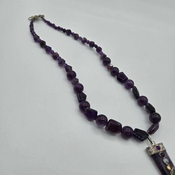 Amethyst Chakra Pendant Necklace Beads Stone Artsy Whimsy - Picture 2 of 5
